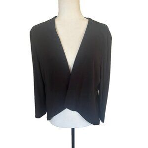 JOSEPH RIBKOFF Short Jacket Blazer Size 16 Black Open Multi Button 3/4 Sleeves